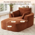 thumbnail image 3 of Muumblus Chaise Lounge Indoor, Cozy Lounge Chair Sleeper Sofa for Adults, No Assembly Required, Orange Corduroy, 3 of 9