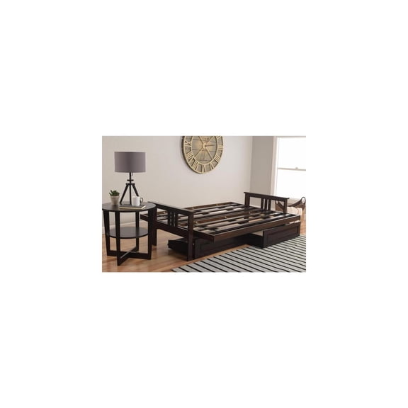 Futon Frame with Drawers, Espresso Full Size Sofa Bed