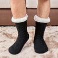 thumbnail image 2 of LEMZONE Men's Warm Cozy Slipper Socks Non Slip Winter Fuzzy Fleece-lined Grip Sock, 2 of 5