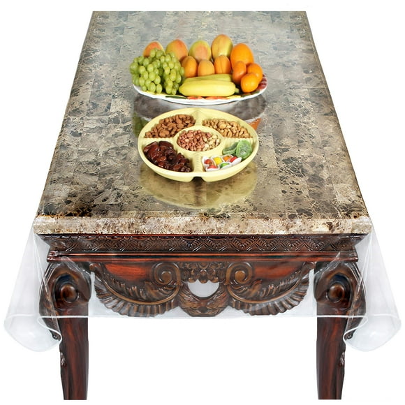 Nappe Protectrice et Housse de Table en Vinyle 100 % Super Transparente, Ultra Robuste et Durable, Format Carré 54 X 54 Pouces