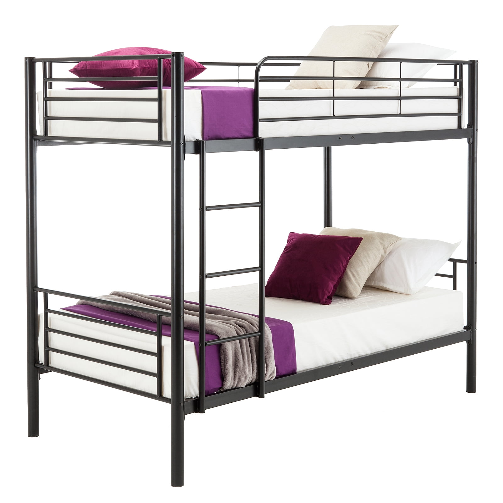 mecor Twin Over Twin Bunk Beds-Convertible Metal Bunk Bed Frame with Movable Ladder Metal Slats for Kids/Adult Children,Sliver 