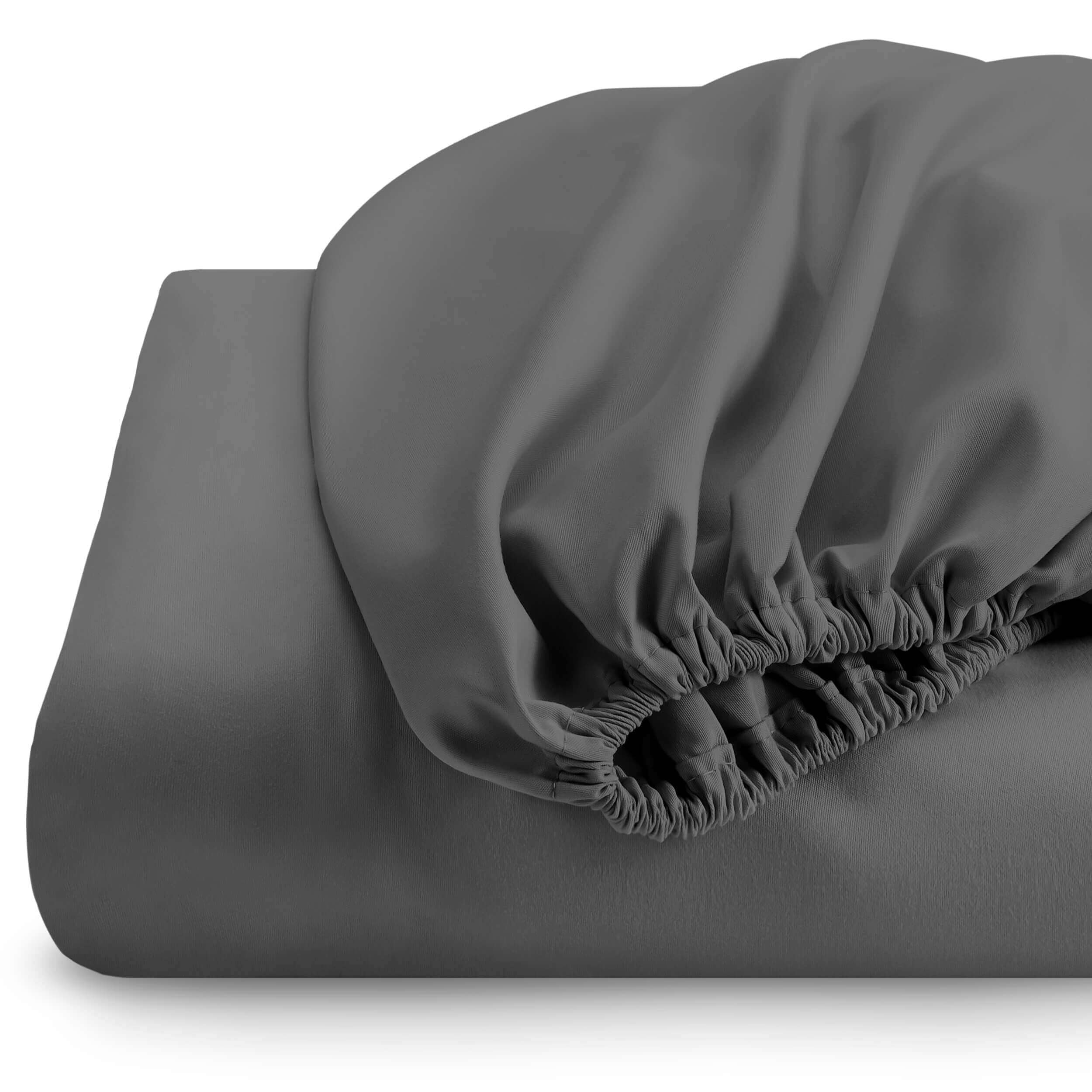 Fitted Sheet + Pillowcase Set, Microfiber, Wrinkle Resistant, Twin XL, Gray