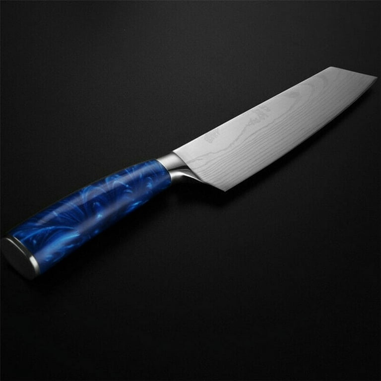 Lot of 6 Chefologist Diamond Air Non Stick Cutlery Set w Sheaths Blue Knives
