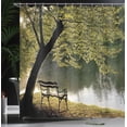 thumbnail image 4 of Ambesonne Nature Shower Curtain, Resting at Riverside, 69"Wx84"L, Green, 4 of 5