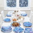 thumbnail image 2 of 180Pcs Blue Purple Snowflake Tableware Set, Winter Frozen Style Plates & Napkins for Christmas & Birthday, 2 of 9