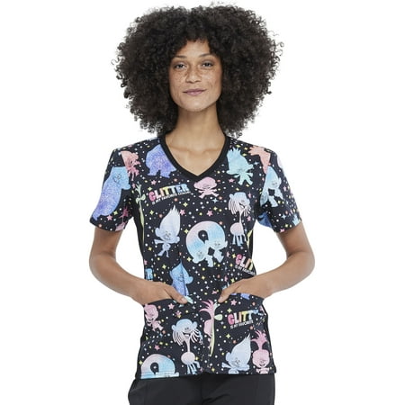 

Tooniforms Scrubs Top For Women V-Neck Knit Panel TF636