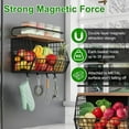 thumbnail image 3 of Magnetic Shelf for Fridge with Wood Lid Spice Rack for Refrigerator Fruit Basket with 4 Hooks for Kitchen Organization, 3 of 8