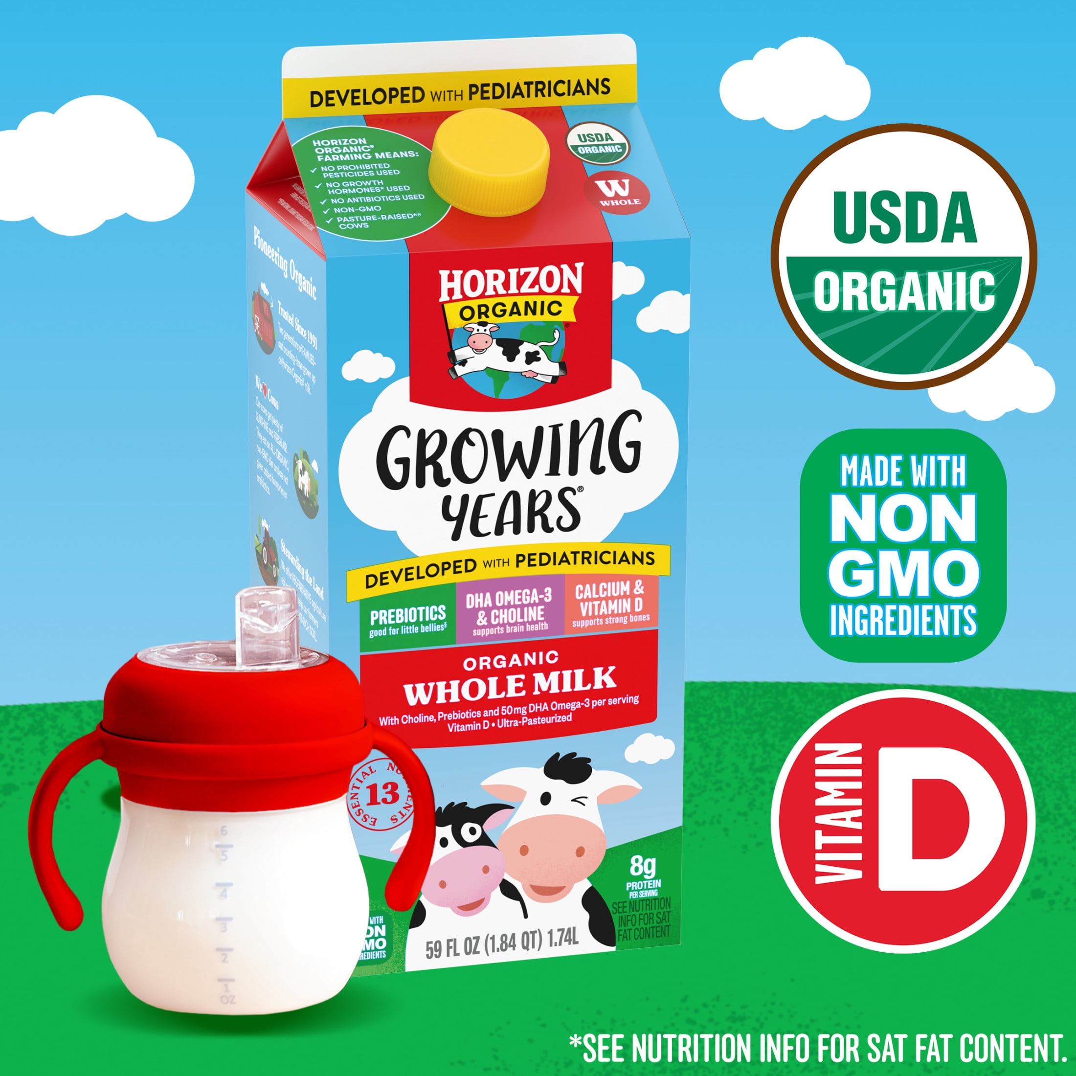 Horizon Organic Growing Years Organic Whole Milk for Kids, 59 fl oz Carton