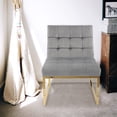 thumbnail image 3 of Gray Metal Frame Tufted Velvet Single Sofa Armless Accent Chair, Leisure Chair, Set of 1, 3 of 9