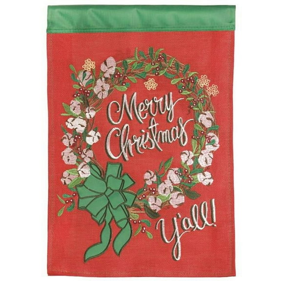 Magnolia Gardens M001462 29 x 42 in. Merry Christmas Y All Double Applique Garden Flag - Large