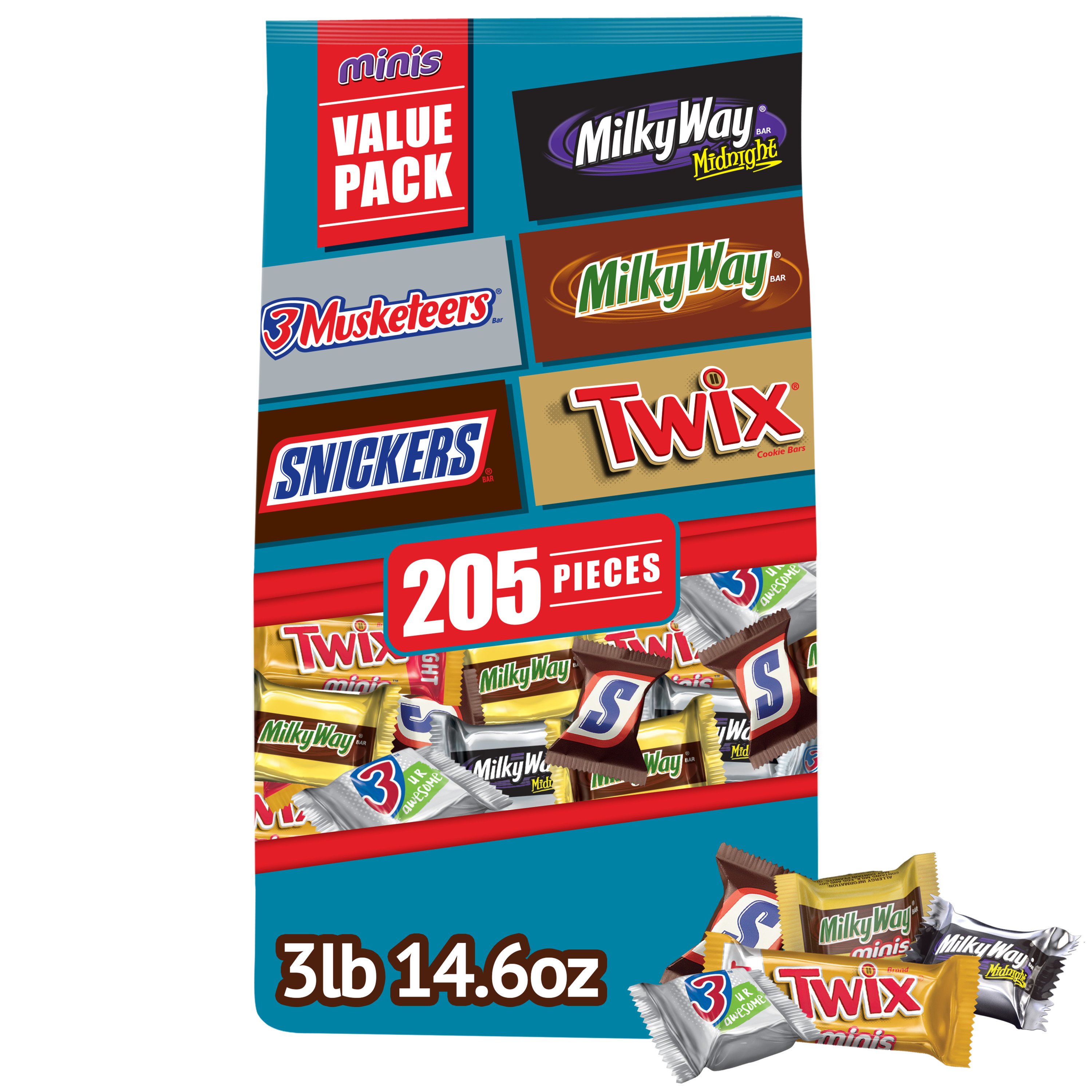 Snickers, Twix, Milky Way & 3 Musketeers Mini Chocolate Candy Bar