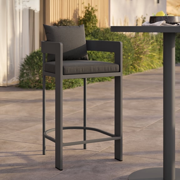 Modway Tahoe Outdoor Patio Aluminum Bar Chair in Charcoal