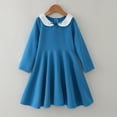 thumbnail image 4 of Gubotare Winter Toddler Girl Clothes Summer Print Ruffle Long Sleeve Dress (Blue,2-3 Years), 4 of 5