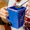 thumbnail image 5 of 3D Mugs with Shovel, Funny Recycling Bin Coffee Mug, Ceramic Trash Can Shaped Mug with Lid, Novelty Drinking Mugs for College Students Dining Room Teachers Office Restaurant Kitchen, 5 of 9
