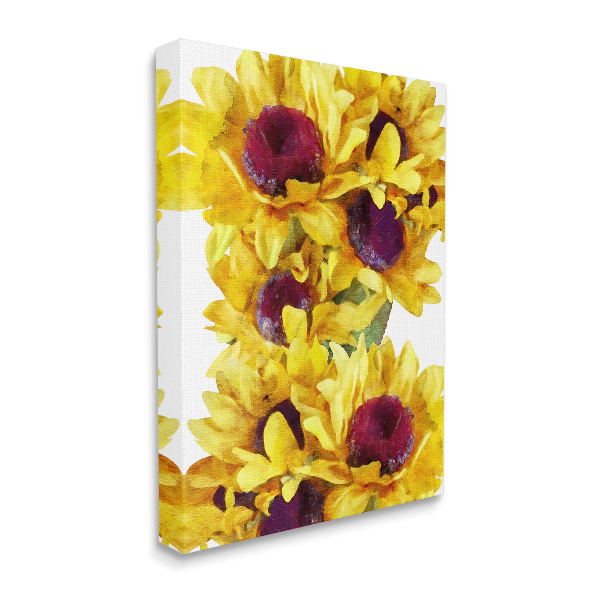 Stupell Industries Overlapping Sunflower Blooms Botanical & Floral Painting Gallery Wrapped Canvas Art Print Wall Art, 24 x 30
