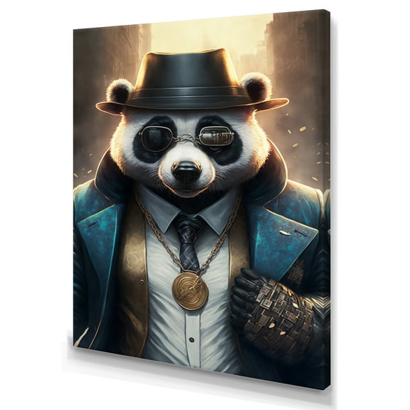 Designart Panda Gangster In NYC III Canvas Wall Art