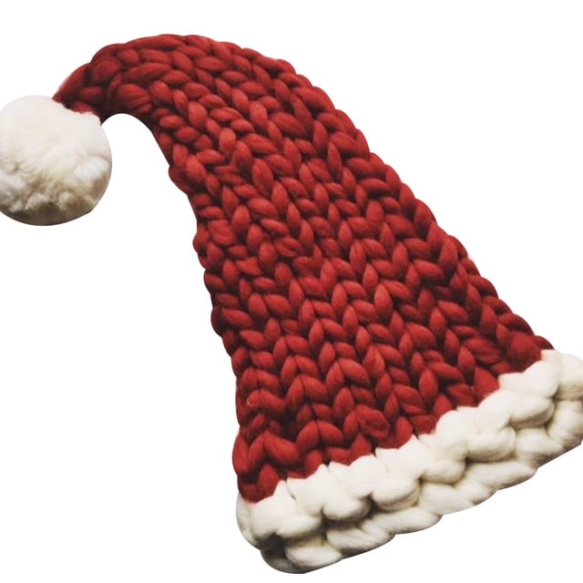 Gorro de punto de bola larga para mujer, gorro puntiagudo de invierno de Navidad de ganchillo informal para niña Methold JR0767-03