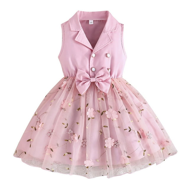 Robe d'Été pour Petite Fille Robe Trapèze pour Fille Robe Sans Manches Robe Mignonne Robe de Fête pour Filles