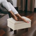 thumbnail image 4 of IVV Linen Storage Ottoman Foot Stool with Solid Wood Legs, Low Step Stool & Footrest with Hidden Storage, Modern Padded Seat for Couch, Living Room, Bedroom - 15.9"L x 12"W x 9.8"H, Beige, 4 of 7