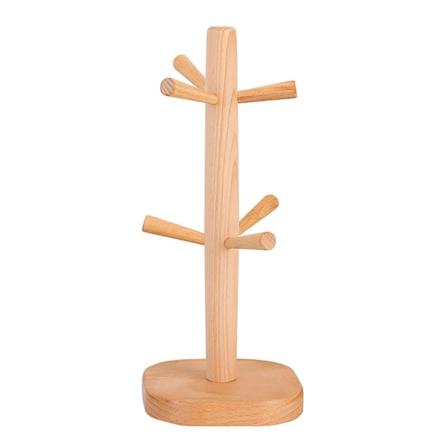 CEHVOM Wooden Six-claw Cup Holder Creative Beech Cup Rack Household Water Cup Mug Storage Rack,5ML Clearance