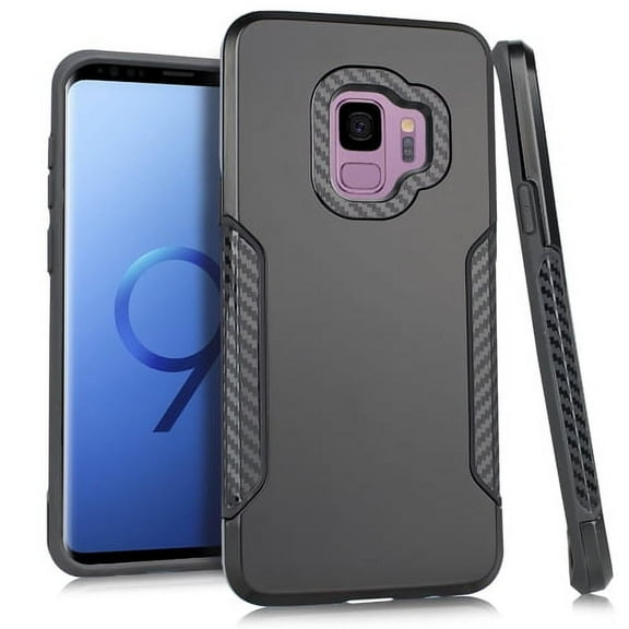 GSA Slim Smooth Carbon Side Grip Case for Samsung Galaxy S9 - Black Black