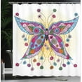 thumbnail image 4 of Ambesonne Ethnic Shower Curtain, Spring Flowers Butterfly, 69"Wx75"L, Multicolor, 4 of 5