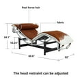 thumbnail image 7 of Vintage Chaise Lounge Chair, Mid Century Horsehair Real Leather Recliner with Adjustable Headrest Patio Upholstered Sleeper Bed Chair with Stainless Steel Frame 1000 Lbs Weight Capacity, Brown White, 7 of 7