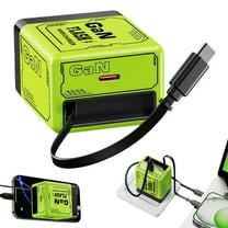 Gallickan 2 in 1 GaN Charger 120w, Fast Charging Wall Charger Power Adapter with Type C Cable And USB Ports, All-in 1 Foldable Charging Adapter for Phone, Laptops, Green