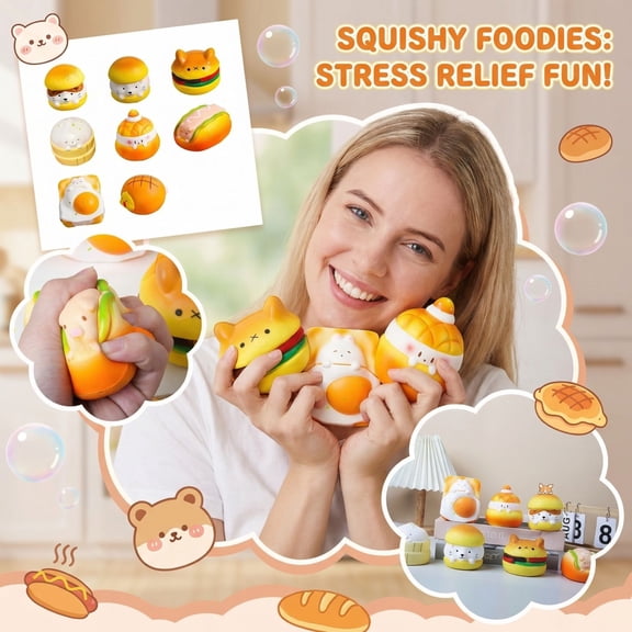Squishies Stress Decor, Vibrant Design Desk Decor, Decor Food, Sensory Decor, Sticky Squishies, All Ages Play Food, 1 Pc, 2 in Diameter, Yellow Steamer Base, Sensory Squeeze Decor