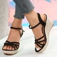 thumbnail image 2 of Rokment Women's Wedges Dressy Sandals 2026 Summer Fashion Casual Glitter Rhinestones Charms Espadrilles Platform Chunky High Heels Dress Sandal for Bride Wedding Ladies Black Size 7.5, 2 of 6