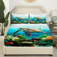 thumbnail image 3 of Erosebridal Animal Sea Turtle Sheet Set Twin,Marine Wildlife Bedding Sets Twin Size,Microfiber Bed Sheets Twin,Sealife Decor,3pcs, 3 of 7
