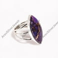 thumbnail image 3 of Large Purple Copper Turquoise Gemstone 925 Sterling Silver Statement Ring for Men and Women, 3 of 5