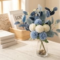 thumbnail image 7 of 17 inch Artificial Chrysanthemum Bouquet, Silk Pom/Pom Ball Flowers for Home Decor, Fake Flower Arrangement for Wedding Table Centerpieces & Valentines Day Gifts, Sky Blue, 7 of 7