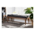 thumbnail image 2 of Baxton Studio Linus Mid-Century Modern Dark Grey Fabric Upholstered and Button Tufted Wood Bench, 2 of 17