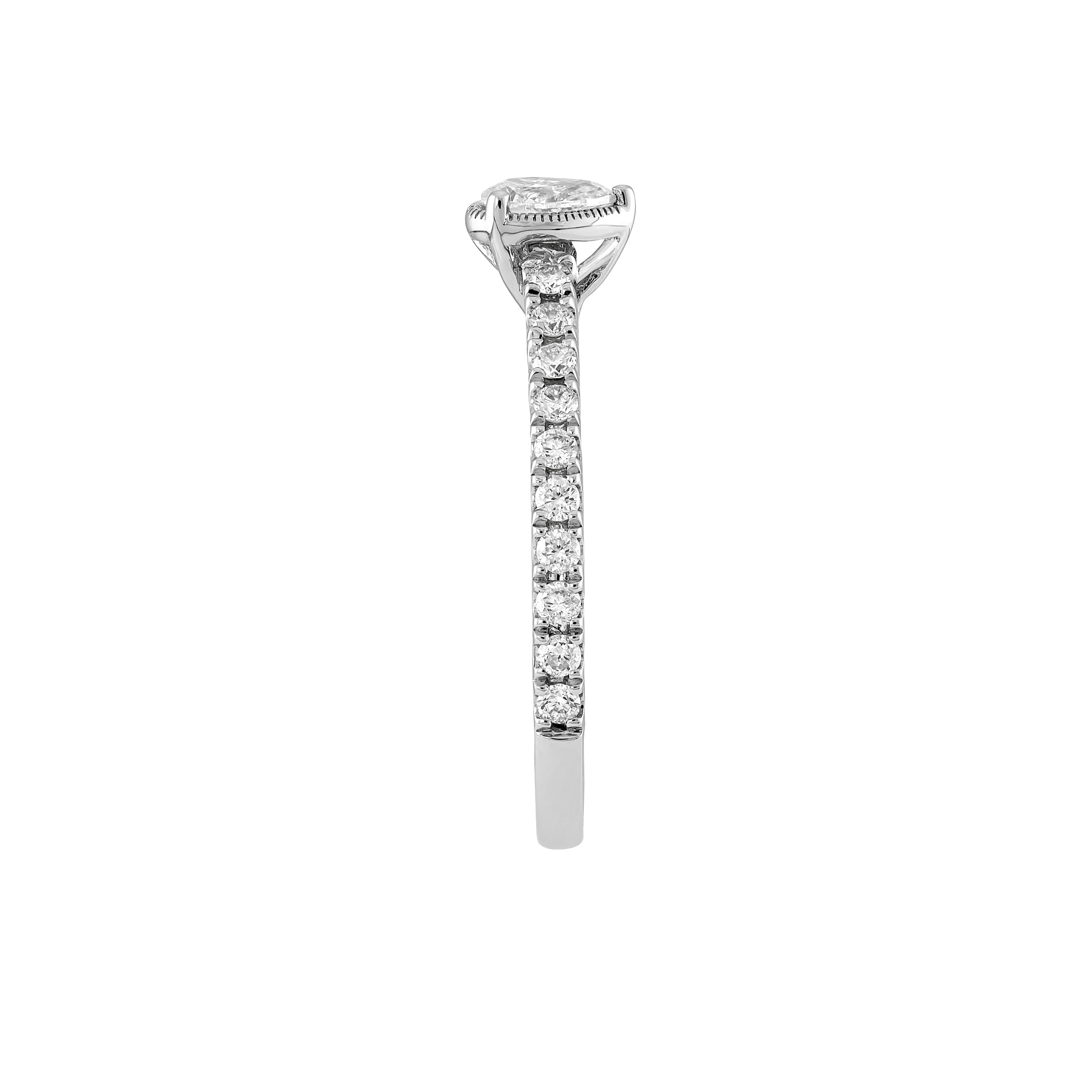 Forever Bride .50 CT Diamond Pear Engagement Ring in 10K White Gold (G-I, I1-I2), Size 7