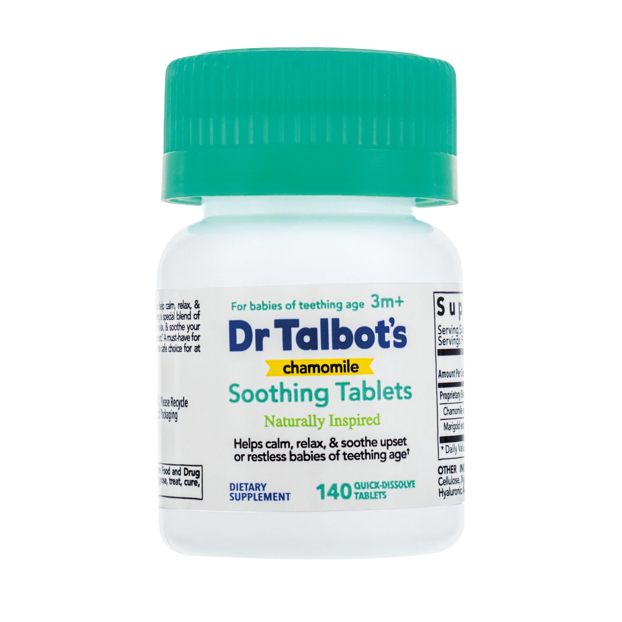 Dr. Talbot's Chamomile Soothing Tablets for Teething Infants, Herbal Supplement, 140 Count