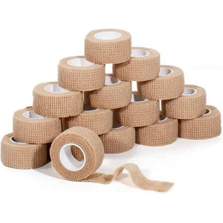 Self Adhesive Bandage Wrap,Bandage Tape,Medical Tape,Vet Tape,Athletic Tape Gauze,for First Aid,Sports, Wrist, Ankle (16pcs Beige, 1inch*5Yards)