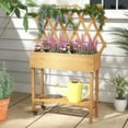 thumbnail image 2 of Costway Wood Raised Garden Bed with Trellis Storage Shelf Wheels Liner Drainage Holes, 2 of 10