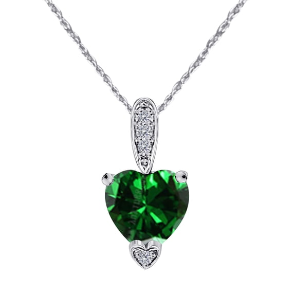 Mauli Jewels Engagement Necklace for Women 1.18 Carat White Gold Heart Shape Gemstone And Diamond Pendant 4 prongs 10K With 18'' Chain|Silver Chain