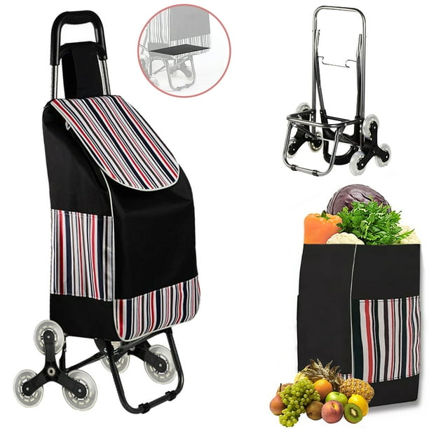 Folding Shopping Cart, Heavy Duty Grocery Cart with Wheels, Easy Stair ...