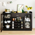 thumbnail image 2 of Modern Sideboard Buffet with Wine Racks & Storage, 55 " Extra Large Bar Cabinet Buffet with Glass Doors and Shelves for Dining Room, Black, 2 of 7
