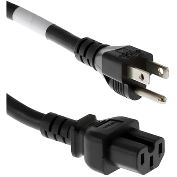 Quyaojz - 3 Prong AC Power Cord Cable (3ft) - 15A, 125V - 5-15P to C15 Heavy Duty 14 AWG Extension Cord Cable - Ideal for Home, Office, Appliances, Electronics, Power Tools - (Black)