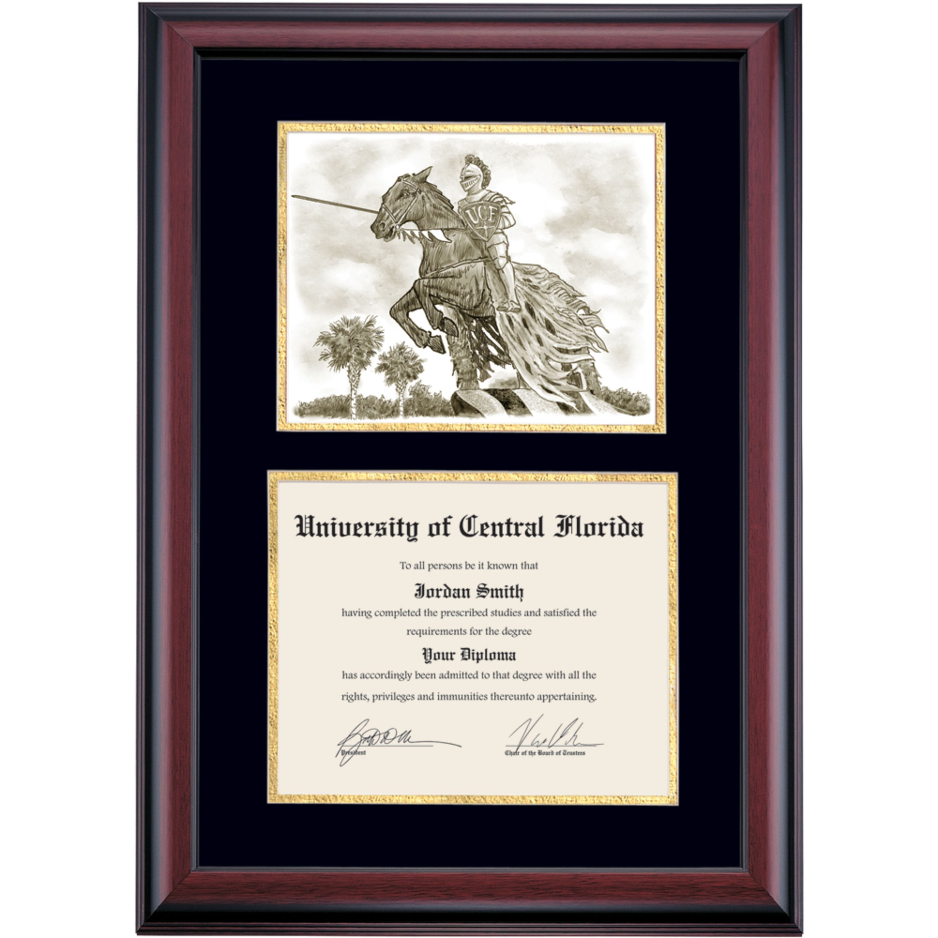OCM Diploma Frame for University of Central Florida UCF, Black/Gold Mat