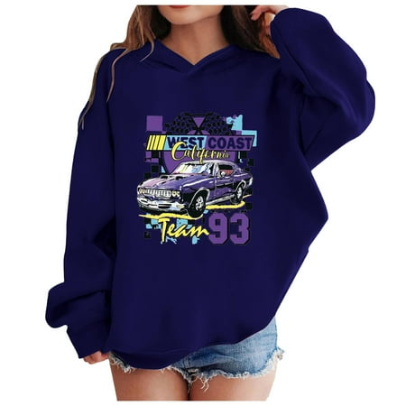 

Yindaity Girls Crewneck Sweatshirt Long Sleeve Pullover Tops Drop Shoulder Sweatshirts Side Split Girls Sweatshirt Navy 130