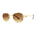 thumbnail image 1 of Mens Luxury Victorian Engraving Rimless Rounded Rectangle Sunglasses Gold Gradient Brown, 1 of 4