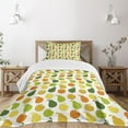 thumbnail image 3 of Ambesonne Fruits Quilted Bedspread Set 2 Pcs, Apple Pears Fresh Garden, Twin Size, Hunter Green and Yellow, 3 of 6