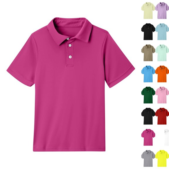 Teen Girls Polo Shirt Short Sleeve Collared T-Shirt Kids Casual School Uniform Toddler Summer Dress Shirts Children Tops,Hot Pink,7-8 Years