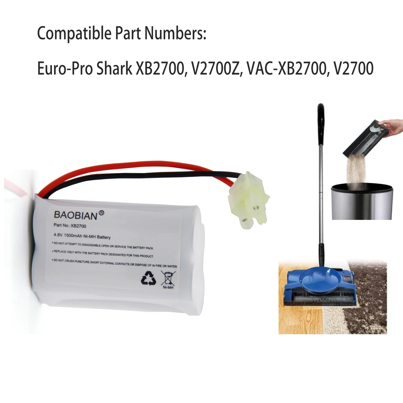 7,2V 3000mAh Akku Für Euro Pro Shark Kehrmaschinen – Kompatibel Mit XB1918, V1950, V1917