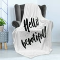 thumbnail image 4 of Hello Soft Flannel Fleece Blanket, Hand Drawn Lettering Design Romantic Inspirational Words Print in Black on Tiny Dots, Cozy Plush for Indoor and Outdoor Use, 70" x 90", Black White, by Ambesonne, 4 of 5
