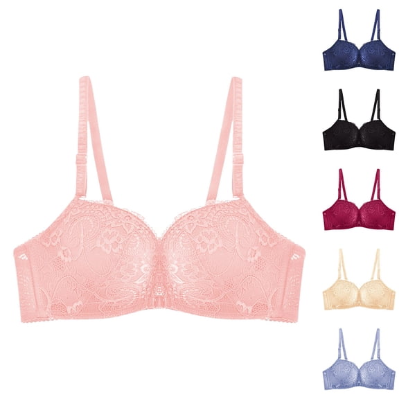 Miorin Under $4 Women Wireless Lace Bras, Supportive Breathable No Underwire Minimizer Bra, Push‑Up Full‑Coverage T‑Shirt Bra, Soft Cotton Brassiere for Daily Wear Multi‑Color Available